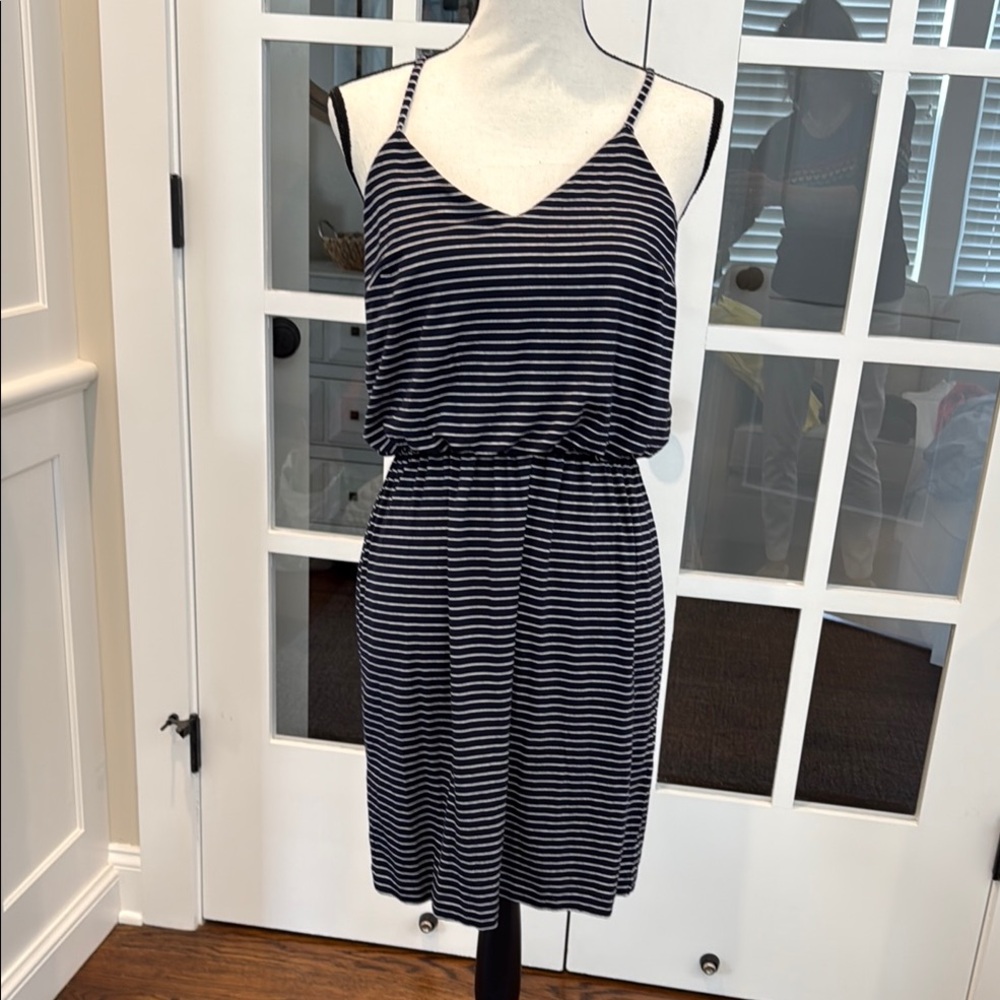 GAP Navy and White Striped Knit Dress